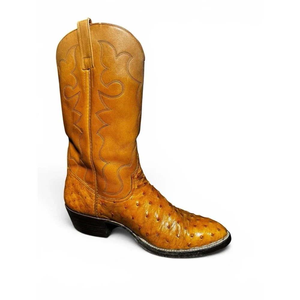 Vintage Custom Handmade Ostrich Quill Leather Western Cowboy Boots- Please Read - Picture 5 of 9